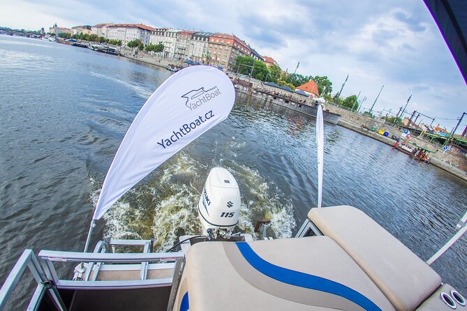 3 Hours Prague Private Boat Cruise Beer or Prosecco Unlimited - Prague Castle as a Riverfront View