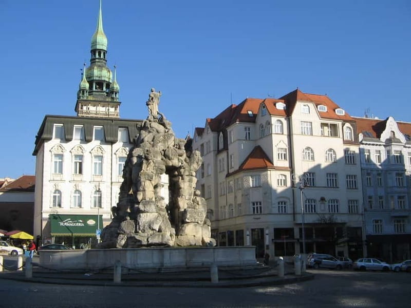 Brno: Historic Downtown Walking Tour - The Vegetable Market and the Parnassus Fountain