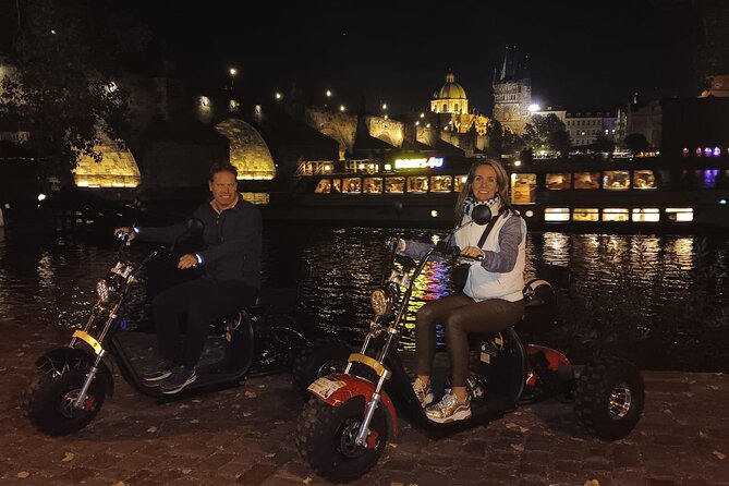 Electric Trike Night Tour in Prague - Live Guided - Lennon Wall, Charles Bridge, and the river