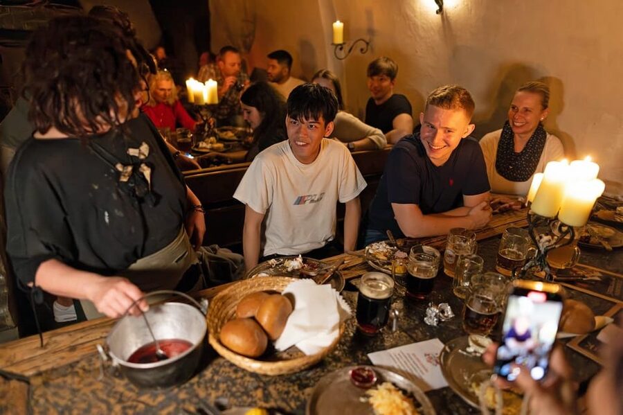 From Prague: Medieval Dinner, Show, Castle and Brewery - The medieval tavern and a three-hour feast