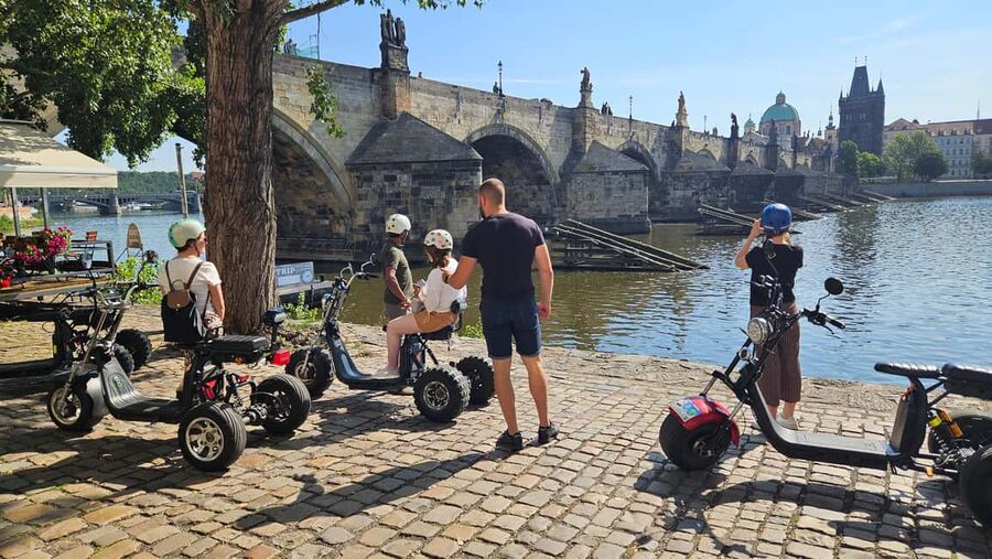 Heart of Prague tour on Tricycle electric scooter - The Lennon Wall and Kampa Island