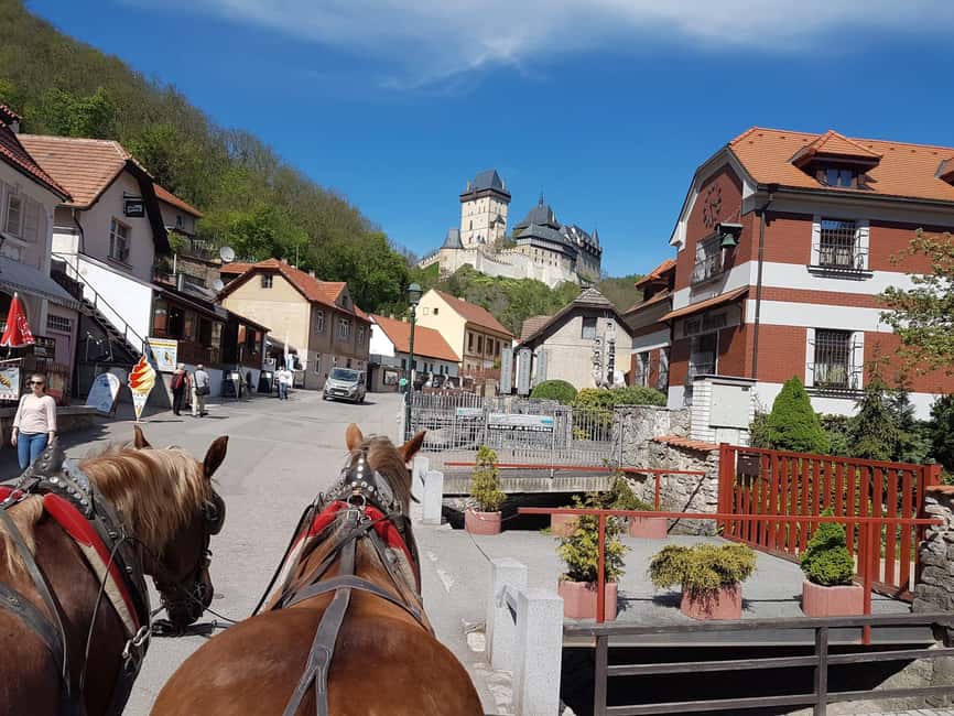 Karlštejn castle by horse carriage - The five-minute stop for photographs