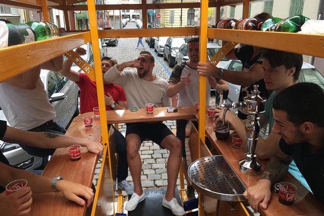 Prague: 1,5- Hour Beer Bike with Unlimited Czech Beer - Music, commentary, and the social mood