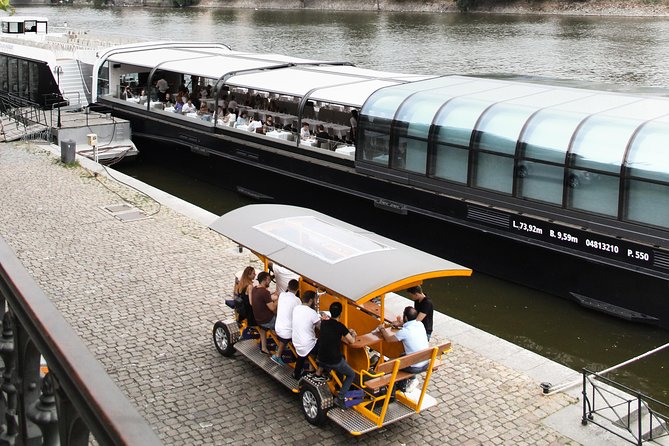 Prague: 1,5- Hour Beer Bike with Unlimited Czech Beer - Riding along nábř. L. Svobody for 30 minutes