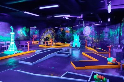 Prague Black Light Mini Golf and Games with free Drinks