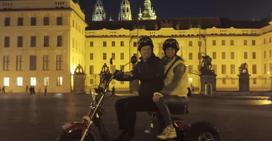 Prague City sightseeing in Night Trike Tour - Prague Castle from the outside