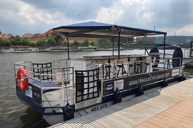 Prague Cycle Boat - The Swimming Beer Bike - Taking in Prague Castle from the river