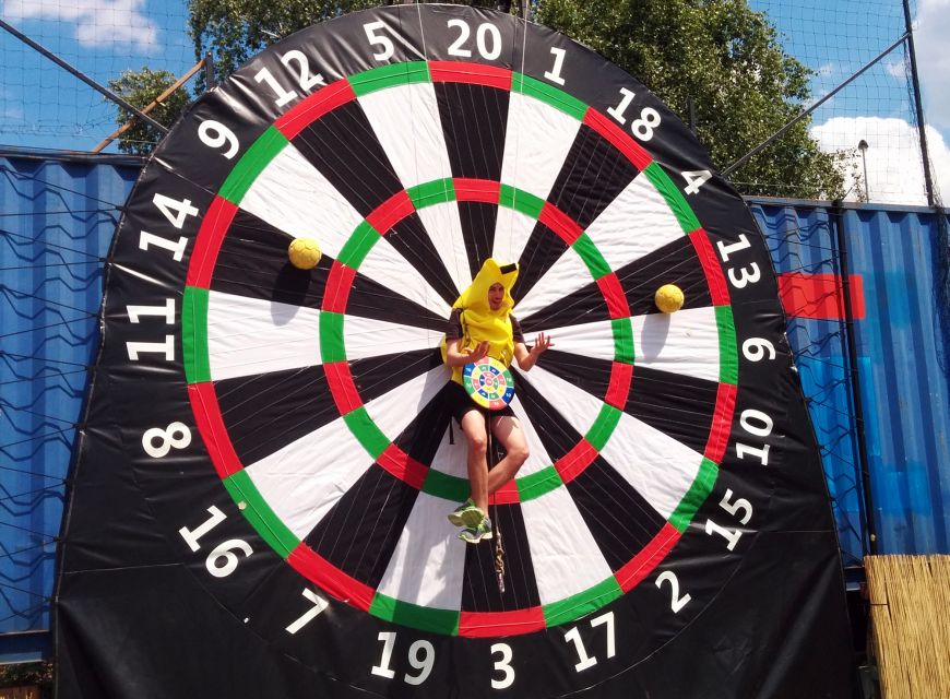 Prague: Giant Football Darts Game with Round of Beers & BBQ - A barbecue with 400 grams of food per person