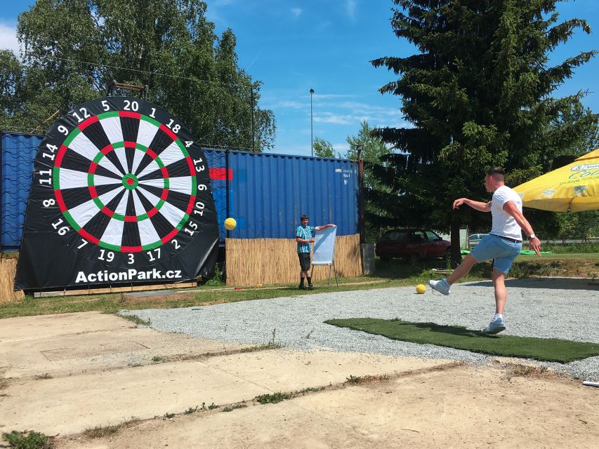 Prague: Giant Football Darts Game with Round of Beers & BBQ - Drinks included across the afternoon