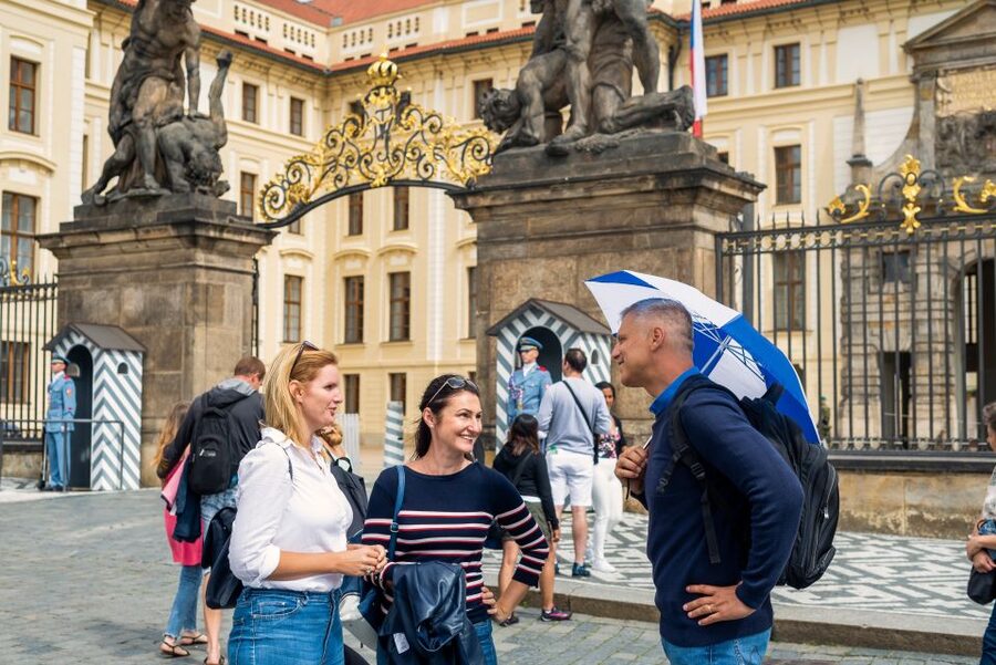 Prague Grand 2,5 hour + 2 hour exterior walking tour - Manes Bridge and the view back toward Charles Bridge