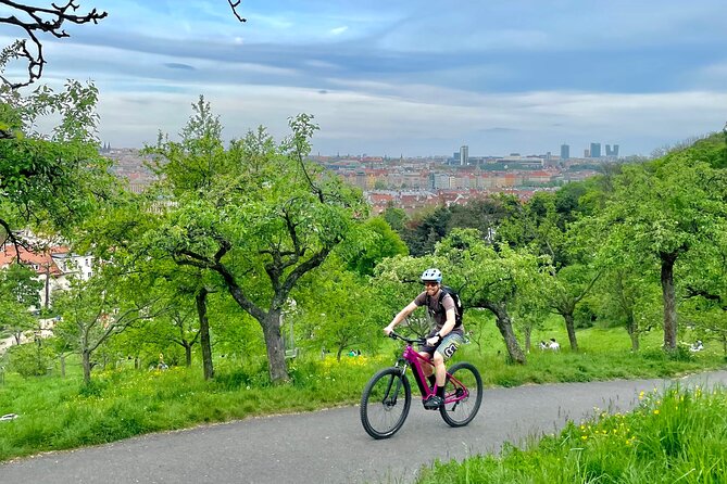 Prague on E-Bike: Explore Greater Downtown Parks & Epic Views - Santoška Park shows Prague at a quieter pace