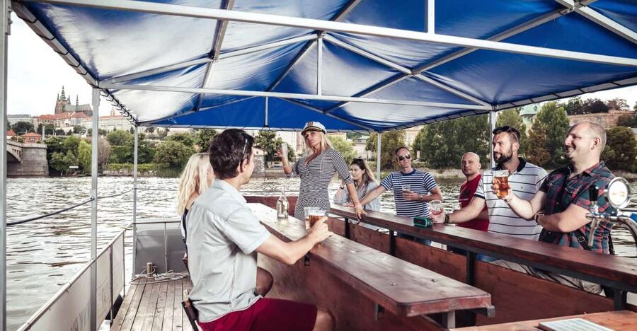 Prague: Private Cycle Boat River Tour with Beer or Prosecco - Finding the Blue-Roof Boat