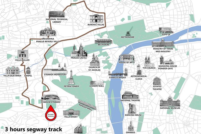 Prague Segway Tour with A Local Guide & Hotel Pick Up - Vila Kajetánka and the two-hour route