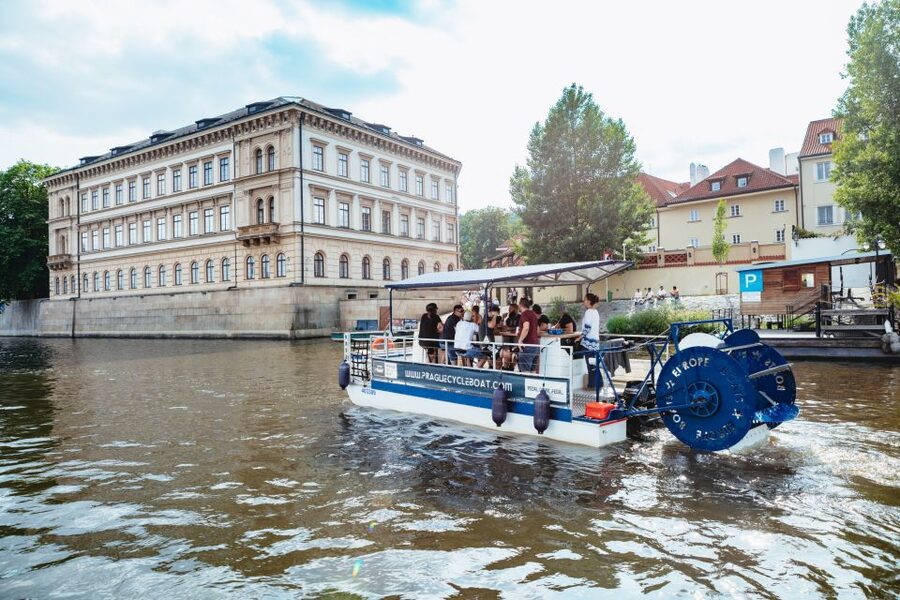 Prague: Swimming Beer Bike on A Cycle Boat - Rain, music, and the group atmosphere