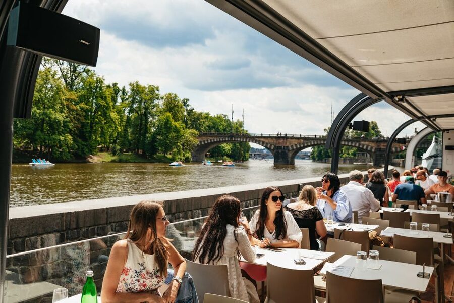 Prague: Vltava River Lunch Cruise in an Open-Top Glass Boat - Sailing under Charles Bridge