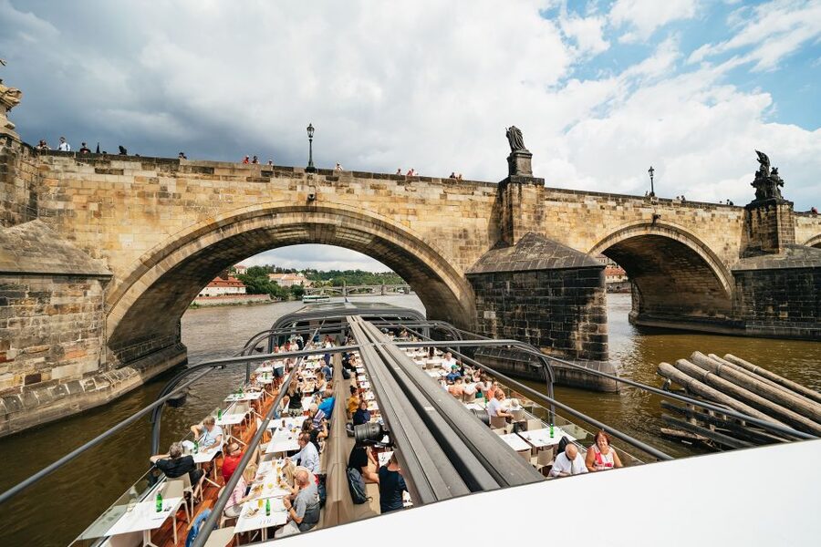 Prague: Vltava River Lunch Cruise in an Open-Top Glass Boat - Prague Castle, the Rudolfinum, and the National Theater