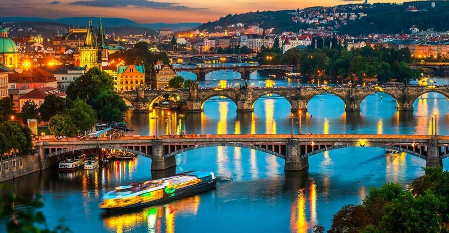 Prague: Vltava River Night Cruise with Buffet - The Charles Bridge and the first river views